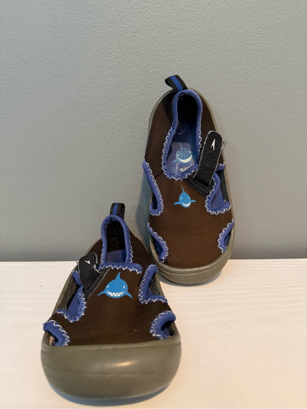 Kids Speedo Shark Slip-On Water Shoes - Brown and Blue